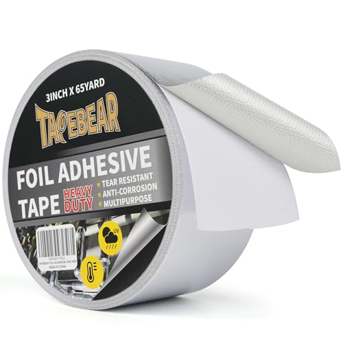 TAPEBEAR Heat Shield Tape Aluminized Fiberglass Cool Tape 3inch x 65Yards | Self-Adhesive Reflective Thermal Barrier Tape Heat Resistant for Air Dryer Vent, HVAC, Heating Unit, Auto, Pipe, 196Ft - size: 3inch x 65yard