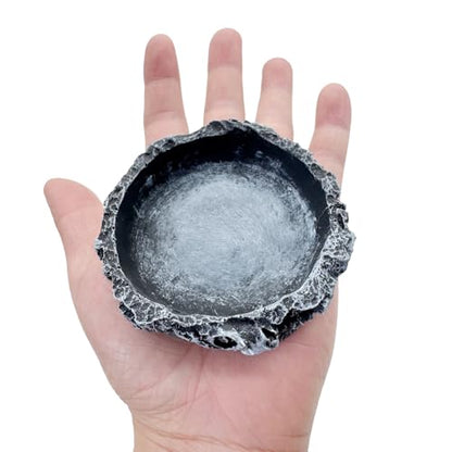 3 Pack Small Reptile Food and Water Bowls, Reptile Feeding Terrarium Bowls for Bearded Dragon Lizard Frog Gecko Tortoise Hermit Crab Snail (Black B) - color: Black - 3 Pack Round Bowls