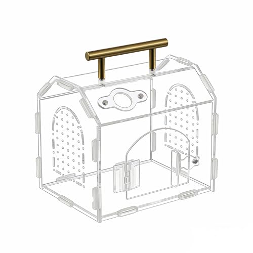 5.9" Acrylic Spider Enclosure, Clear Habitat with Magnetic Door | Clear acrylic habitat with magnetic feeding door and ventilation holes for jumping spiders tarantulas and small invertebrates - size: Handle House Acrylic Terrarium