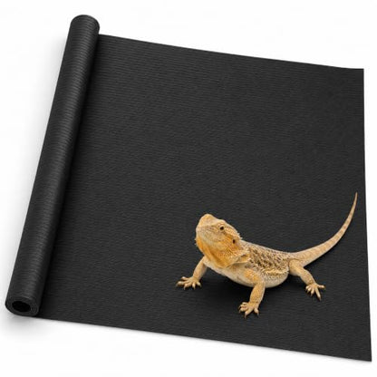 Arbitrary Cutting Terrarium Reptile Carpet, Reptile Mat, Bearded Dragon Tank Accessories Flooring, Bearded Dragon, Leopard Gecko Substrate, Snake,Tortoise Bedding Black 17.5“× 79”