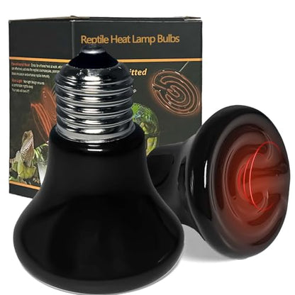 BNOSDM 50W Ceramic Heat Emitter,2 Pack Reptile Heat Lamp Bulbs,Ceramic Heat Lamp,Brooder Coop Heater for Amphibian Reptile Turtle Lizard Chicken - color: Pack of 2/Black, size: 50 Watts