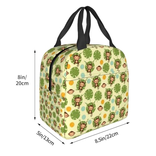 Women Monkey Palm Print Insulated Cooler Tote Bag | Cute Monkey Palm Leaves Yellow, Thick Foam Insulated Tote, Water-Resistant, Perfect for Hiking & Beach - color: Pattern (846)
