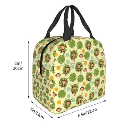 Women Monkey Palm Print Insulated Cooler Tote Bag | Cute Monkey Palm Leaves Yellow, Thick Foam Insulated Tote, Water-Resistant, Perfect for Hiking & Beach - color: Pattern (846)