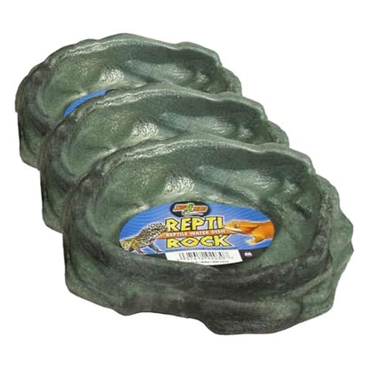 Zoo Med Reptile Rock Water Dish, Medium,Black (Pack of 3) - size: Medium (Pack of 3)