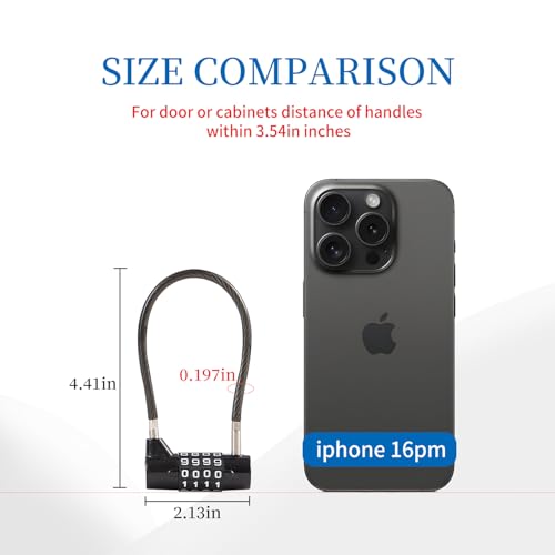 Combination Lock Cable Lock with 4 Digits Cabinet Lock with 3.5" Cable Length Twist 3.5" Length Durable Cable Ideal for lockers, Gym, Toolbox, Case Small Size (3.5") | twist to set durable fits cabinet case small size - size: 3.5" Black