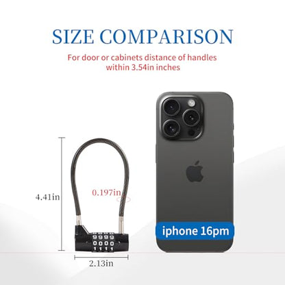 Combination Lock Cable Lock with 4 Digits Cabinet Lock with 3.5" Cable Length Twist 3.5" Length Durable Cable Ideal for lockers, Gym, Toolbox, Case Small Size (3.5") | twist to set durable fits cabinet case small size - size: 3.5" Black