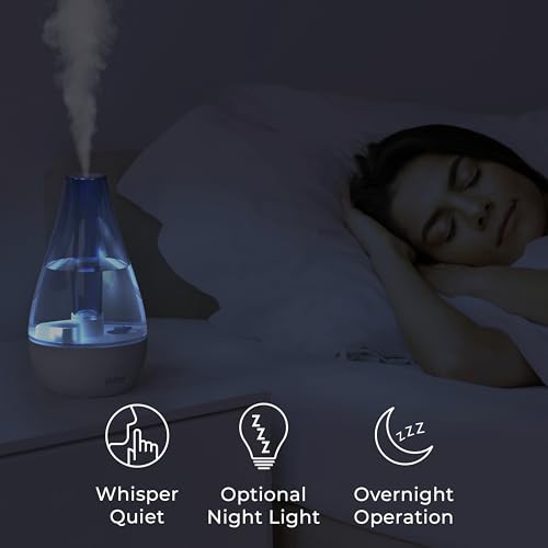 Pure Enrichment MistAire Studio Ultrasonic Cool Mist Humidifier - Small & Compact, Overnight Operation, 2 Mist Settings, Optional Night Light, & Auto Shut-Off - For Offices, Plants & Small Spaces - size: MistAire Studio (Small)