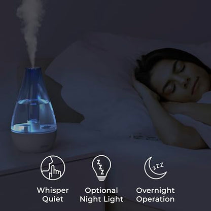 Pure Enrichment MistAire Studio Ultrasonic Cool Mist Humidifier - Small & Compact, Overnight Operation, 2 Mist Settings, Optional Night Light, & Auto Shut-Off - For Offices, Plants & Small Spaces - size: MistAire Studio (Small)
