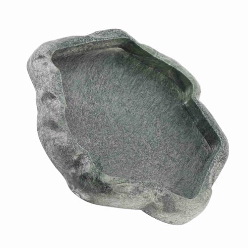 Pssopp Reptile Feeder Bowl, ABS Resin Rock Design Water Dish, Shallow Food Bowl with Smooth Surface Easy to Clean, for Lizard Gecko Bearded Dragon Terrarium Use (Small) - size: Small
