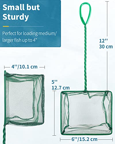 Pawfly Aquarium Fish Net with Braided Metal Handle Square Net with Soft Fine Mesh Sludge Food Residue Wastes Skimming Cleaning Net for Fish Tanks Small Koi Ponds and Pools - style: 6 Inch