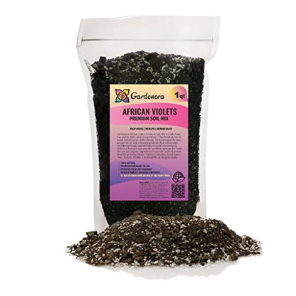 Premium African Violets and Gesneriad Premium Soil Mix by Gardenera - Horticultural Perlite (25%) + Vermiculite (25%) + Sphagnum Peat Moss (50%) - Made in USA - (1 Quart Bag) - color: AFRICAN VIOLETS SOIL, size: 1 Quart