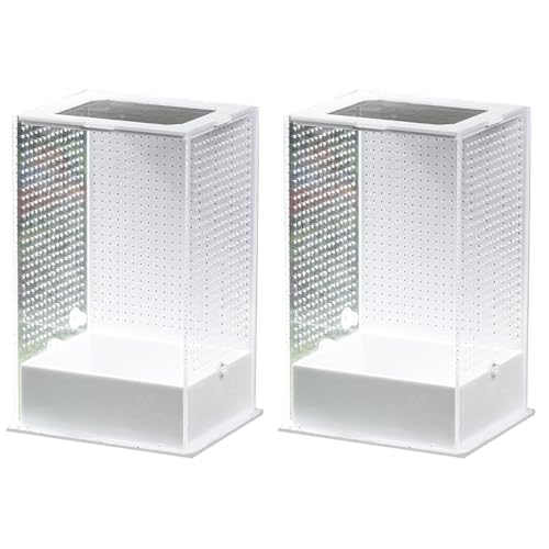 2 Pcs Feeding Box Insect Breeding Container Transparent Habitat Reptile Tarantula Scorpion Lizard