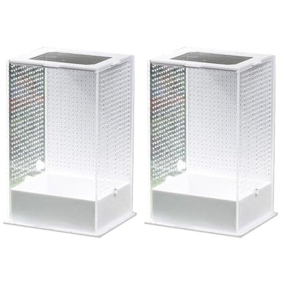 2 Pcs Feeding Box Insect Breeding Container Transparent Habitat Reptile Tarantula Scorpion Lizard
