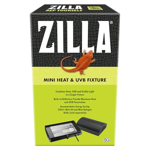 Zilla Reptile Terrarium Enclosure Mini Heat & UVB Light Fixture (Bulb Sold Separately), White, 1 Count (Pack of 1) | Bulb Sold Separately, Pack of 1 - size: 1 Count (Pack of 1)