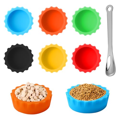 6 Pcs Crested Gecko Food and Water Bowl with 1 Spoon, Reptile Feeding Cups for Lizards, Isopods & Small Pets, Easy-Clean Silicone Set