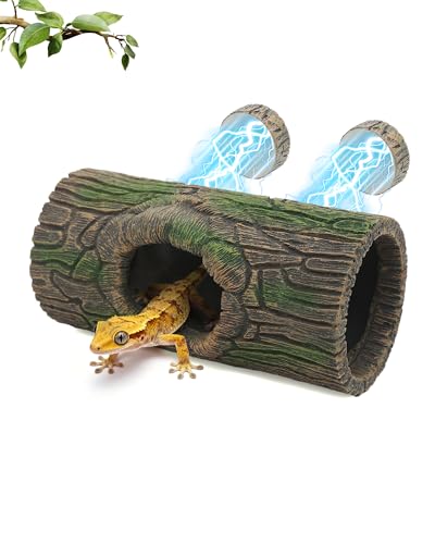 Magnetic Crested Gecko Hideout - Resin Hollow Log Cave, Reptile Hide Cave, Reptile & Amphibian Habitat Hide, Terrariums Decor