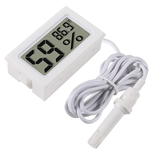 2-Pack Mini Digital Hygrometer Thermometer Gauge with Probe LCD Display Temperature Fahrenheit Humidity Meter for Incubator, Reptile Plant Terrarium, Humidor, Guitar Case, Greenhouse - color: 2PCS White