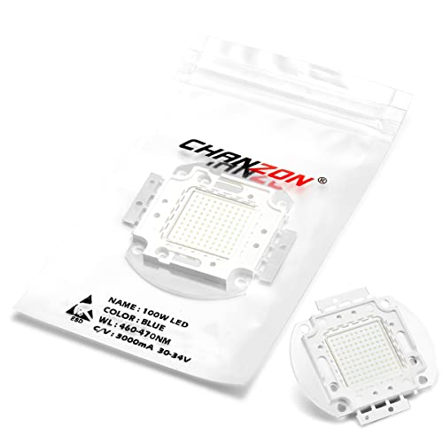 CHANZON High Power Led Chip 100W Blue | (3000mA / DC 30V - 34V / 100 Watt) Super Bright Intensity SMD COB Light Emitter Components Diode Bulb Lamp Beads DIY Lighting - color: F) Blue