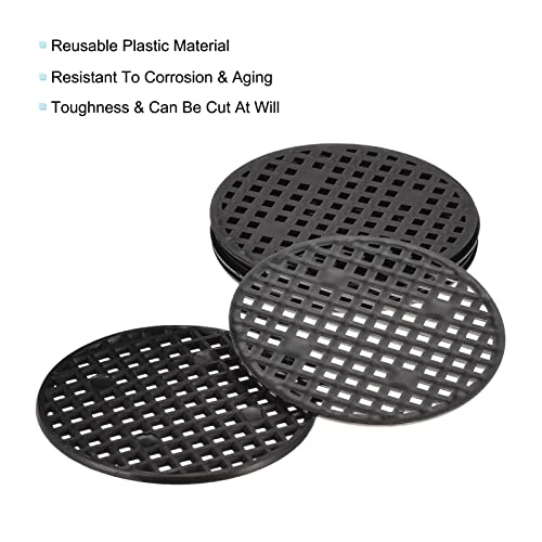 MECCANIXITY 30 Pcs Flower Pot Hole Mesh Pad 2.2" Invisible Rigid Round Plastic Bottom Grid Drainage Screens Prevent Soil Loss for Flower Plant, Bonsai Black - size: 2.2 inches