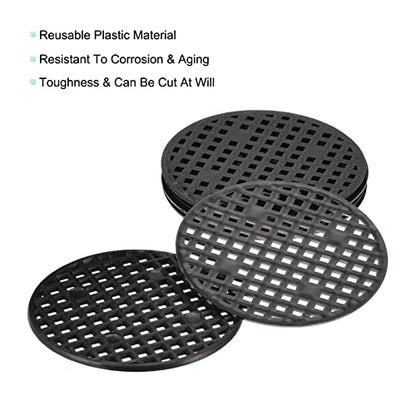 MECCANIXITY 30 Pcs Flower Pot Hole Mesh Pad 2.2" Invisible Rigid Round Plastic Bottom Grid Drainage Screens Prevent Soil Loss for Flower Plant, Bonsai Black - size: 2.2 inches