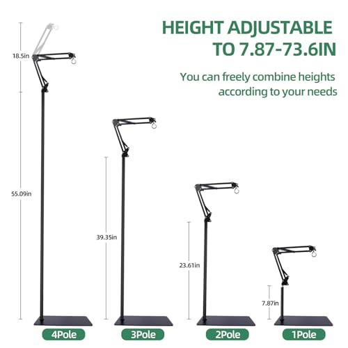 MECESOR 2 Packs 5.5 Inch Reptile Light Fixture and Reptile Lamp Stand Adjustable Height 15.7-73.6inch with 360°Adjustable Swing Arm