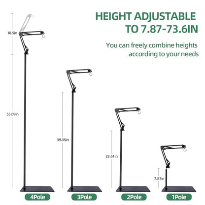 MECESOR 2 Packs 5.5 Inch Reptile Light Fixture and Reptile Lamp Stand Adjustable Height 15.7-73.6inch with 360°Adjustable Swing Arm
