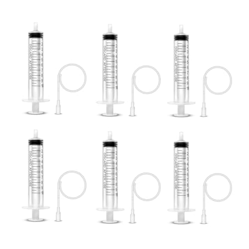 6 Pack-10ml injection Syringe with 16 Ga Metal Distribution Tubes and Soft Plastic Tube Suitable for Scientific Labs and Industrial Dispensing, Glue Application, Ink, Liquid Dispensing and Measuring, Pet Food Feeding, Refilling Ink Cartridges or CISS - si