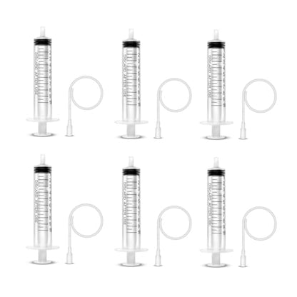 6 Pack-10ml injection Syringe with 16 Ga Metal Distribution Tubes and Soft Plastic Tube Suitable for Scientific Labs and Industrial Dispensing, Glue Application, Ink, Liquid Dispensing and Measuring, Pet Food Feeding, Refilling Ink Cartridges or CISS - si