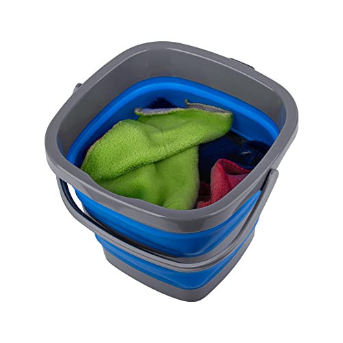 2 Pack Collapsible Plastic Bucket with 1.32 Gallon (5L) Each, Foldable Rectangular Tub for House Cleaning, Space Saving Outdoor Waterpot for Garden or Camping, Portable Fishing Water Pail - size: 1.32 Gal / 5L