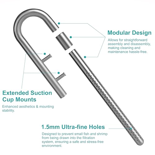 Stainless Steel Lily Pipe Set – Premium Inflow & Outflow with Detachable Skimmer – Fish & Shrimp Safe, Easy Maintenance (17mm for 16/22mm (5/8'' i.d.) tubing)