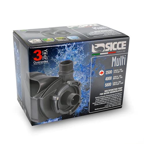 Sicce Multi Quiet 2500 Submersible Water Pump 715 GPH Adjustable Flow for Aquariums, Pond, Water Garden & Hydroponics - size: 715 GPH