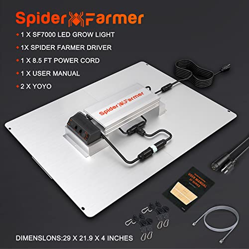 Spider Farmer SF7000 LED Grow Lights for Indoor Plants in 5x5 Grow Tent | 650W Dimmable Full Spectrum Grow Light, Samsung LM301B Diodes 2.8 PPE System for Seed Starting, Vegetables & Bloom - size: 5x5