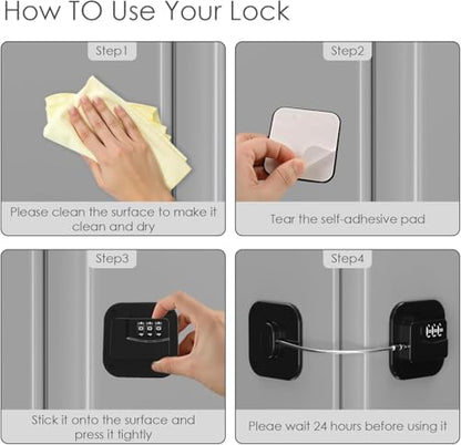 Refrigerator Lock - Heavy Duty Fridge & Cabinet Lock, Keyless Combination Lock for Drawers, Ovens, Trash Cans, and More | Easy Install | Black (2-Pack)