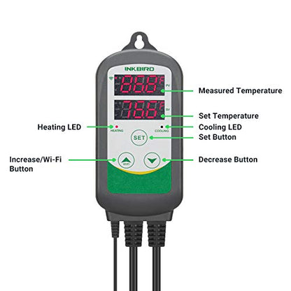 Inkbird WiFi ITC-308 Digital Temperature Controller Aquarium Thermostat for Aquarium Heater and Cooler, with Waterproof Sensor.