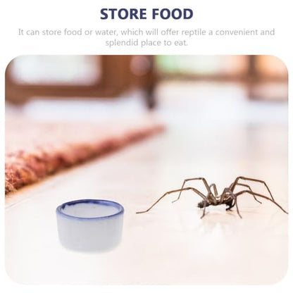 POPETPOP 72 Pack Mini Reptile Water Bowls 0.78 Inch Ceramic Shallow Dish for Small Reptiles Tarantulas Frogs Food and Water Container for Terrarium Use