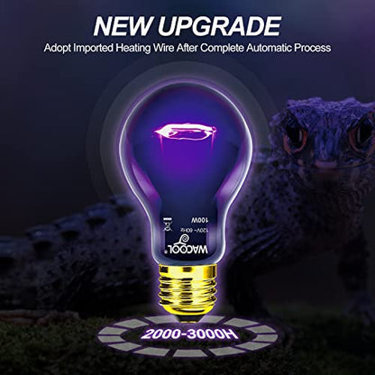 Cricket Calcium Powder Mixer for Reptiles with 4Pack Reptile Night Heat Lamp, 100W Night Heat Lamp for Reptiles & Amphibians,Simulate Nature Moonlight Purple Night Light for Bearded Dragon Lizard Sna