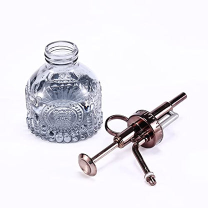 Glass Plant Mister - 6.5" Green Glass Water Spray Bottle with Gold Top Pump, Small Plant Sprayer for Indoor/Outdoor House Plants (Gray+Bronze)