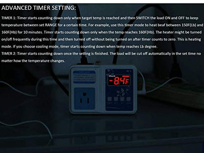 WH1436A 10A Temperature Controller 110V | Digital Thermostat Switch Sous Vide Controller NTC 10K Sensor Improved Version