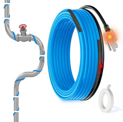MAXKOSKO 6ft Self Regulating Heat Tape for Water Pipes Heating Cable | Heat Trace Cable with Thermostat Keeps Water Flowing at -40°F, Freeze Protection for Metal & Plastic Pipes,120V 5W/ft - color: 6-feet