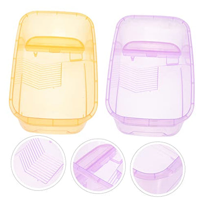 Generic 2pcs Turtle Feeding Box Terrarium Reptile Turtle Tank Reptile Habitat with Platform Pond Betta Fish Tank Water Bowl Hermit Crab Habitat Aquarium Sponge s Plastic