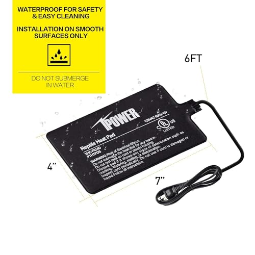 iPower 4x7 Inch Reptile Heat Pad Under Tank Heater, Energy-Efficient & Waterproof Design Terrarium Warmer Mat for Turtles, Lizards, Snakes, 2 Pack - size: 4 X 7 Inch, style: 2 Pack Heat Pad
