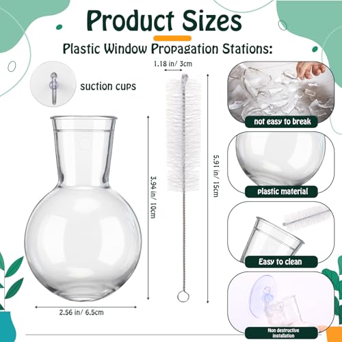 12 Pack Window Propagation Stations Plastic Wall Hanging Planter with Suction Cups Brush Window Suction Plant Holder Vases Tubes Terrarium for Home Office Decor (Bulb)