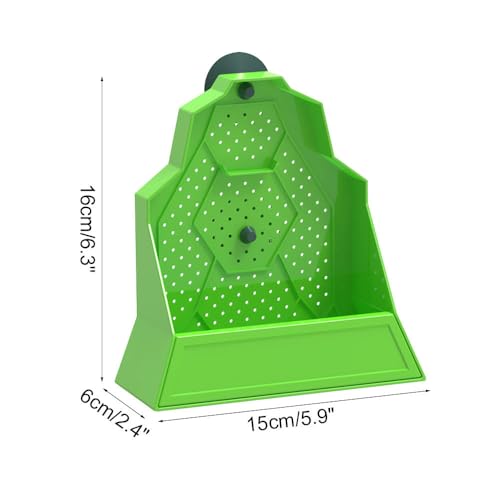 Reptile Bug Feed Bowl, Suction Cup Hanger Escapeproof Bugs Feeder Box with Ventilation Holes, Wall-Mounted Hunting Food Bowl for Lizard Bearded Dragon Frog - size: Medium 15*6*16cm/5.9*2.4*6.3"