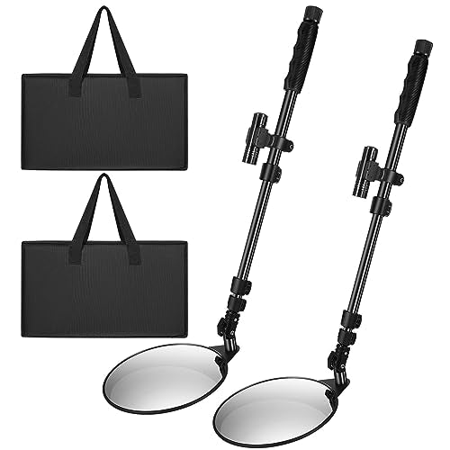 Barydat 2 Pack Under Vehicle Inspection Mirror with Telescoping Handle and Light 8 Inch Diameter Security Angle Adjustment Handheld Inspection Mirror for Under Car Truck Equipment Over Shelf - size: 8 Inch