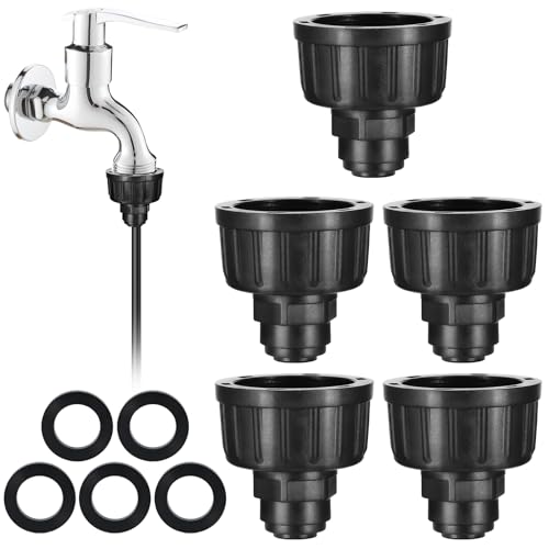 5 Pack US Standard 3/4" to 1/4" Faucet Adapters with Rubber Gaskets,1/4 inch Irrigation Tubing Fittings Garden Faucet to Hose Adapter for 1/4 Inch Drip Irrigation Tubing Garden Irrigation System - size: 5 Pack 3/4" to 1/4" Faucet Adapters