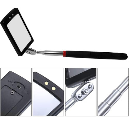 Lan-He Telescoping Inspection Mirror with 2 LED Lights extendable Machine Tool Inspection Mirrors 360 Swivel for Extra Viewing Dead Angle,Line of Obstacle Area Mechanic Automotive Gifts (3PCS)