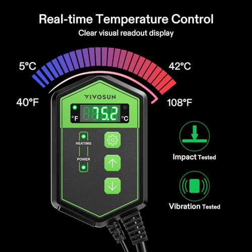 VIVOSUN Digital Heat Mat Thermostat Controller, 40–108 ºF 1000W for Reptiles, Seedlings, Germination, Incubation and Fermentation | 40–108 ºF 1000W for Reptiles, Seedlings, Germination, Incubation and Fermentation