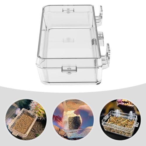 VOSAREA Reptile Feeding Container Escape-Proof Feeder Large Multi-Function Water Dish for Lizards and Small Pets Terrarium Supplies