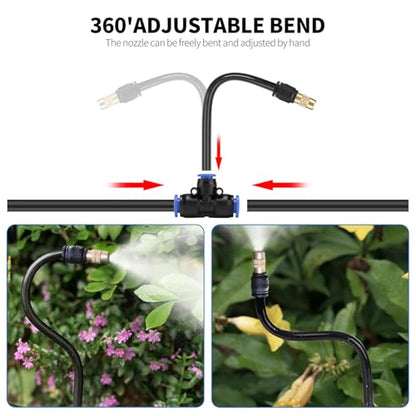 50FT Drip Irrigation System, Complete Garden Watering Kit with Rust-Proof Copper Nozzles - UV Stabilized Flexible Hose for Lawn, Greenhouse, Patio Plants - size: 51FT