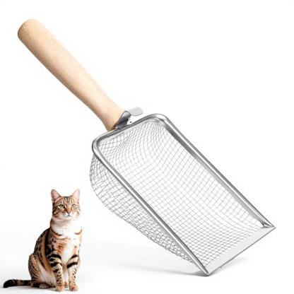 Bearded Dragon Sand, Stainless Steel Cat Litter Scoop Heavy Duty Reptile Sand Sifter Fine Mesh Litter Box Scoop Shovel for Lizard, Gecko, Bearded Dragon Bedding, Cat Pooper Lifter | Heavy Duty Reptile Sand Sifter Fine Mesh Litter Box Scoop Shovel for Liza